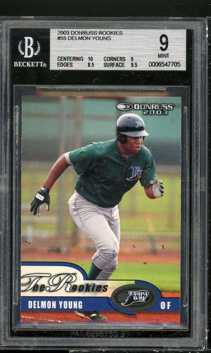 Delmon Young Rookie Card 2003 Donruss Rookies #55 BGS 9 (10 9 8.5 9.5) Image 1