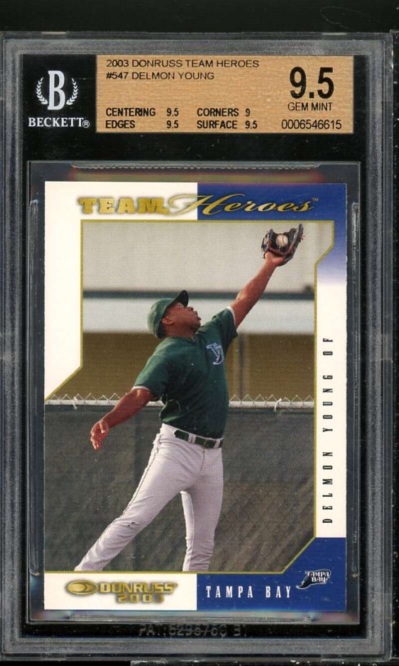 Delmon Young Rookie Card 2003 Donruss Team Heroes #547 BGS 9 (9.5 9 9.5 9.5) Image 1