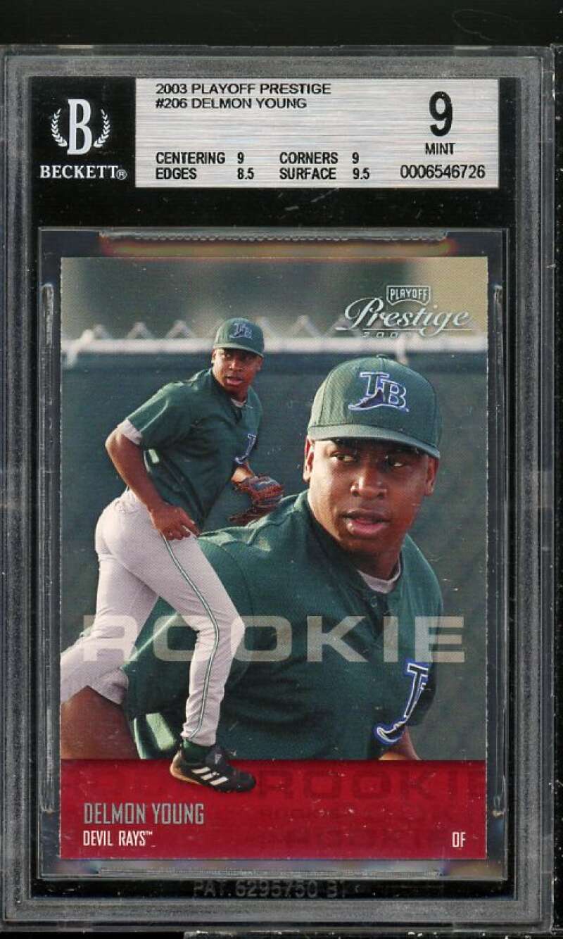 Delmon Young Rookie Card 2003 Playoff Prestige #206 BGS 9 (9 9 8.5 9.5) Image 1