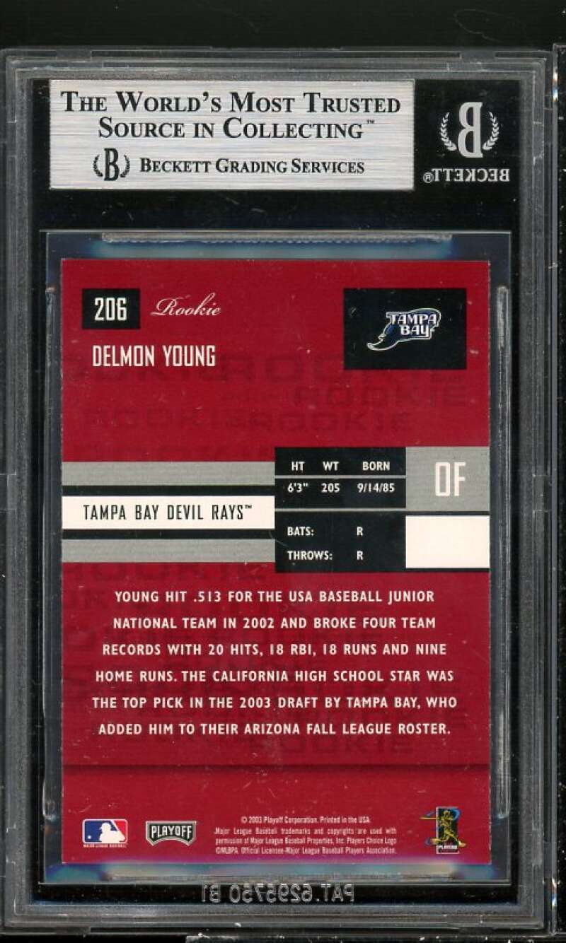 Delmon Young Rookie Card 2003 Playoff Prestige #206 BGS 9 (9 9 8.5 9.5) Image 2