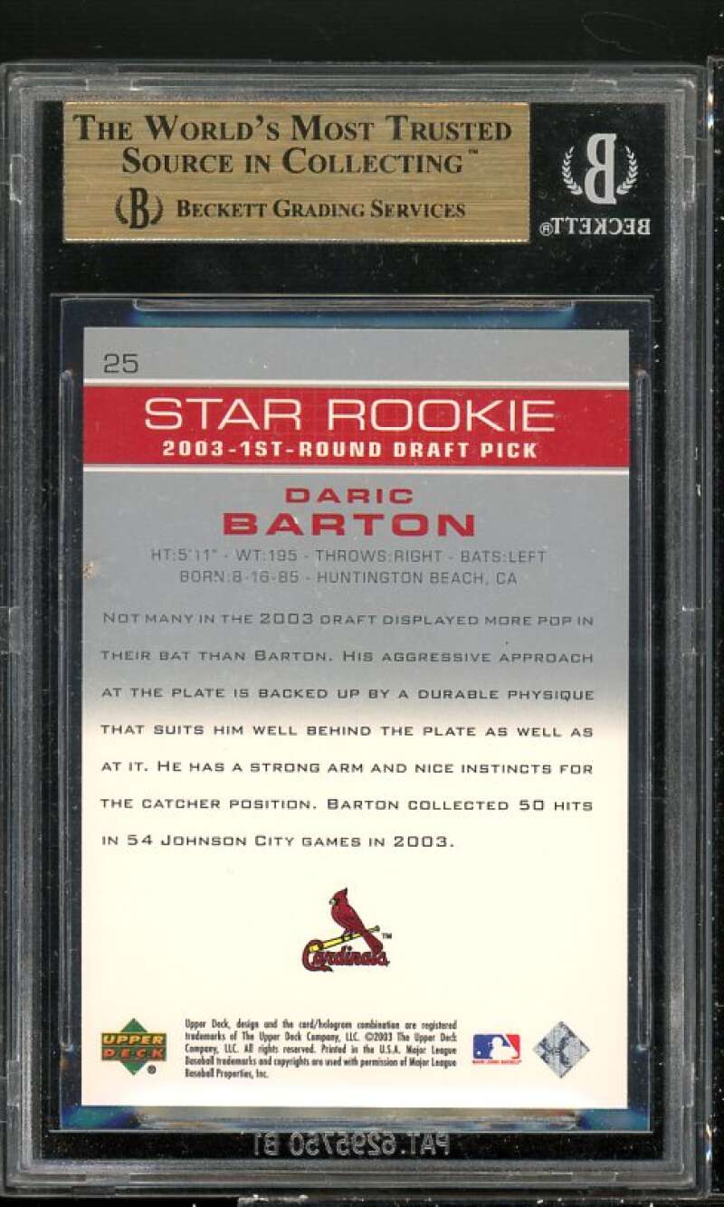 Daric Barton Rookie Card 2003 Upper Deck PP #25 BGS 9.5 (9.5 9.5 10 9.5) Image 2