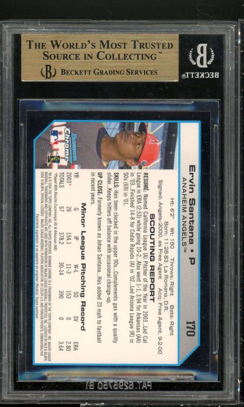 Ervin Santana Rookie Card 2004 Bowman Chrome #170 BGS 9.5 (9.5 9.5 9.5 9) Image 2