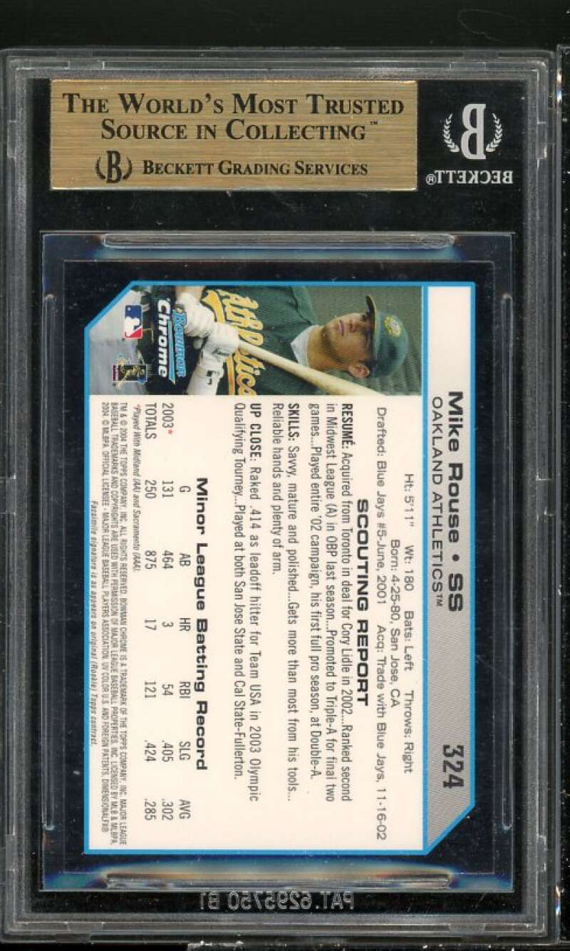 Mike Rouse Rookie Card 2004 Bowman Chrome #324 BGS 9.5 (9.5 9 9.5 9.5) Image 2