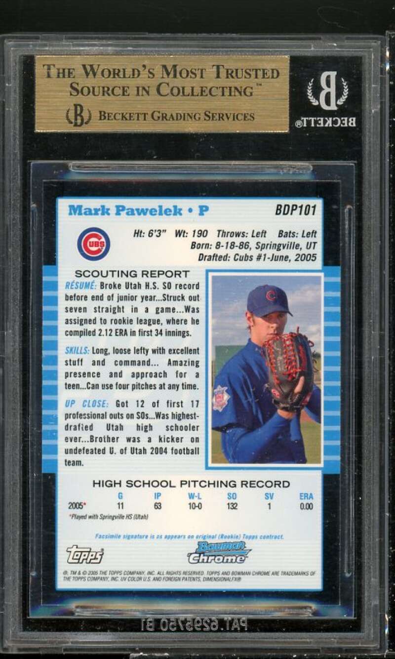 Mark Pawel Rookie Card 2005 Bowman Draft Picks Chrome #101 BGS 9.5 Image 2