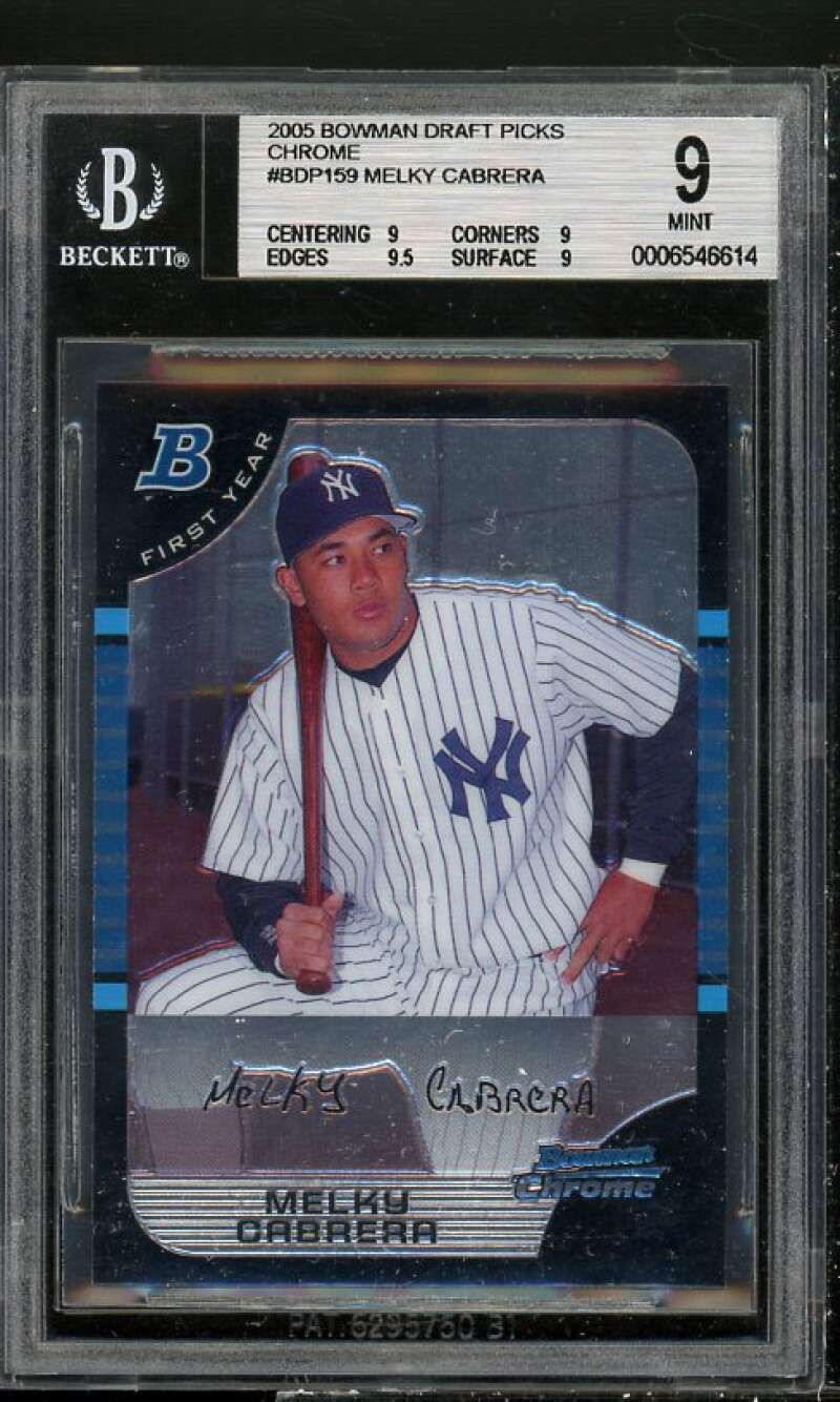 Melky Cabrera Rookie Card 2005 Bowman Draft Picks Chrome #159 BGS 9 (9 9 9.5 9) Image 1