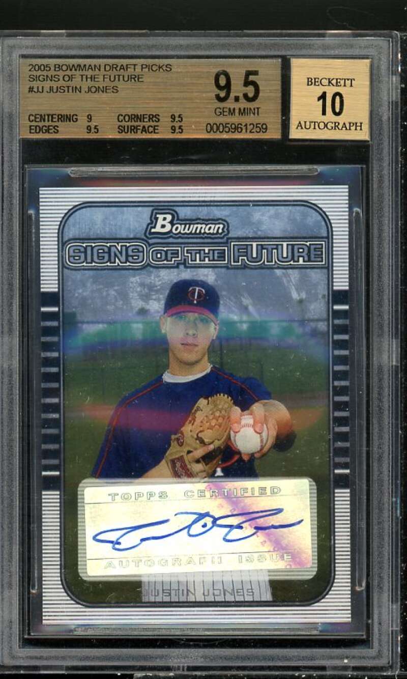 Justin Jones Rookie Card 2005 Bowman Draft Picks Signs of the Future #JJ BGS 9.5 Image 1