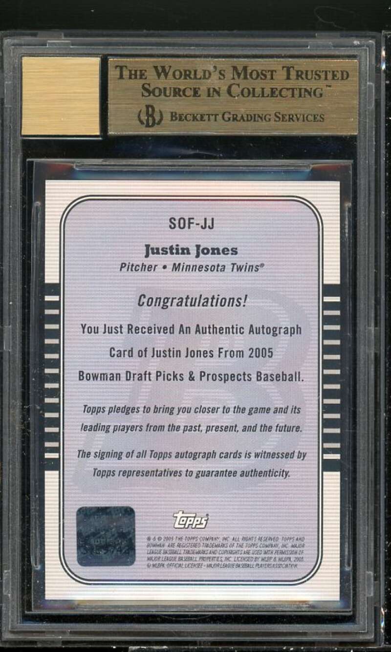 Justin Jones Rookie Card 2005 Bowman Draft Picks Signs of the Future #JJ BGS 9.5 Image 2