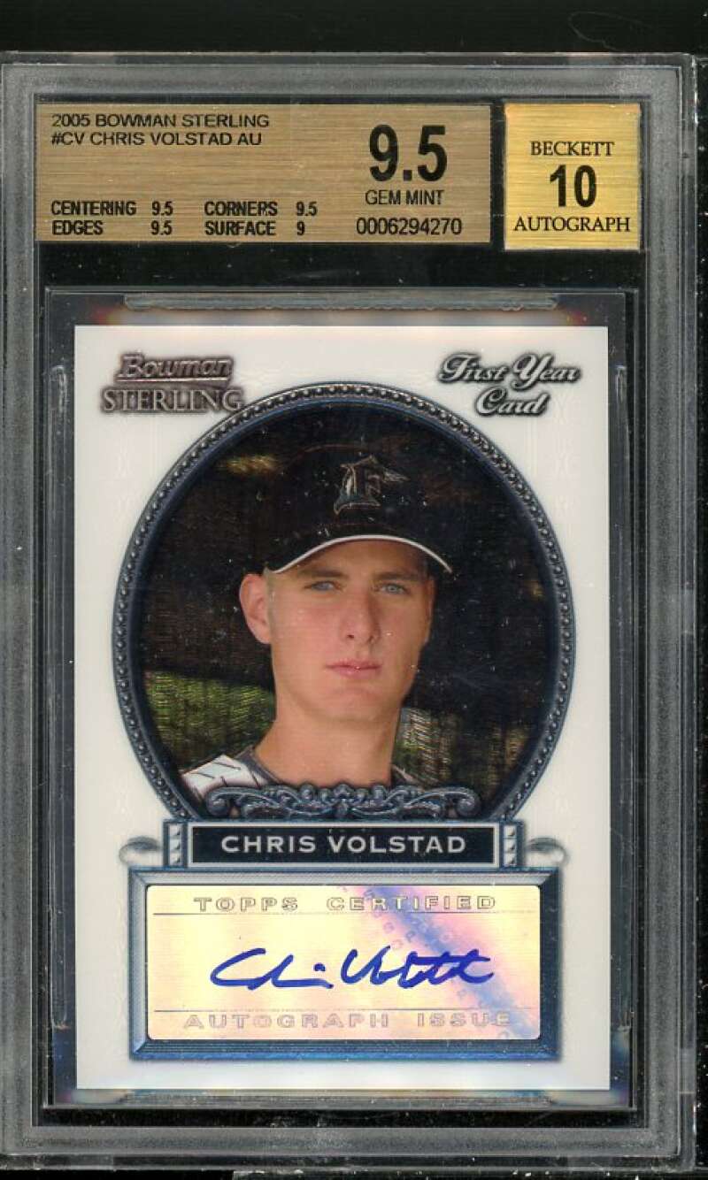 Chris Volstad Rookie Card 2005 Bowman Sterling #CV BGS 9.5 (9.5 9.5 9.5 9) Image 1