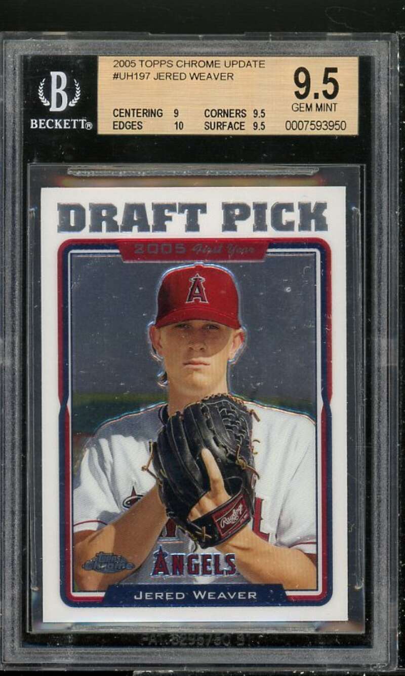 Jered Weaver Rookie Card 2005 Topps Chrome Update #UH197 BGS 9.5 (9 9.5 10 9.5) Image 1