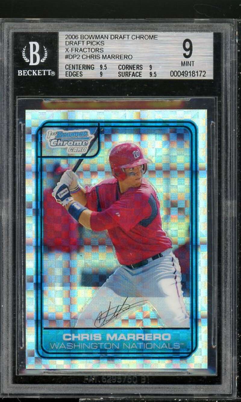 Chris Marrero Rookie Card 2006 Bowman Draft Chrome X-Fractors #DP2 BGS 9 Image 1