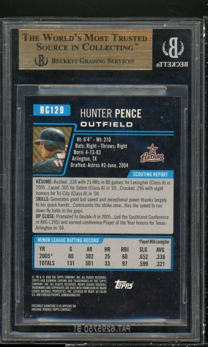 Hunter Pence Rookie 2006 Bowman Chrome Prospects #129 BGS 9.5 (9.5 9.5 9.5 9.5) Image 2