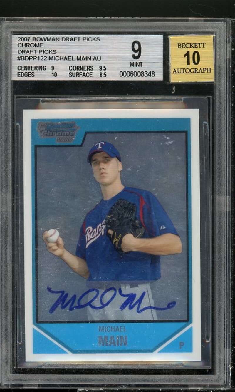 Michael Main Rookie Card 2007 Bowman Draft Picks Chrome Auto #BDPP122 BGS 9 Image 1