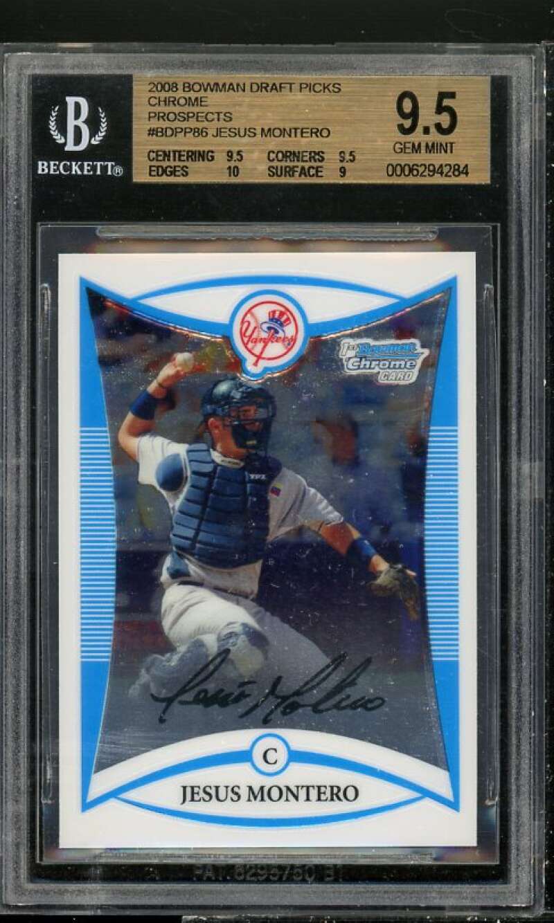 Jesus Montero Rookie 2008 Bowman Draft Picks Chrome Prospects #BDPP86 BGS 9.5 Image 1