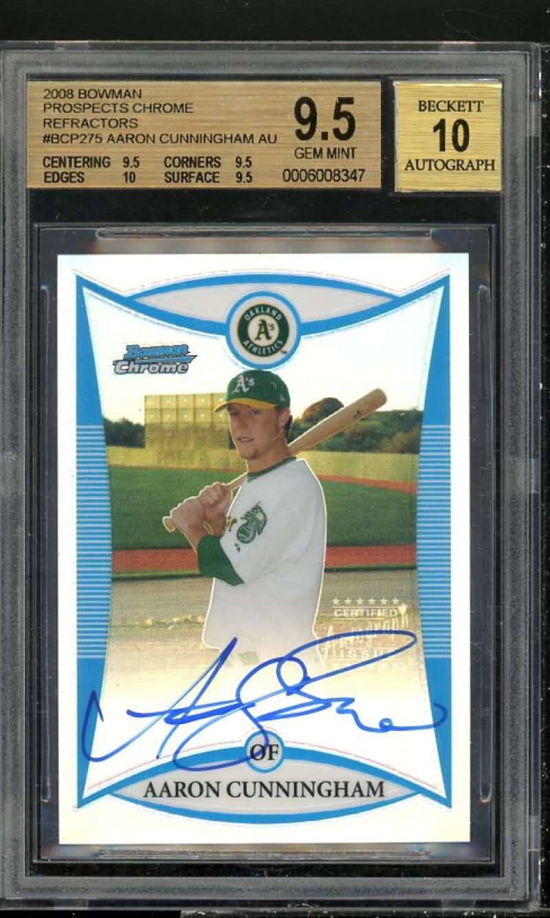 Aaron Cunningham Rookie 2008 Bowman Prospects Chrome Refractors #BCP275 BGS 9.5 Image 1