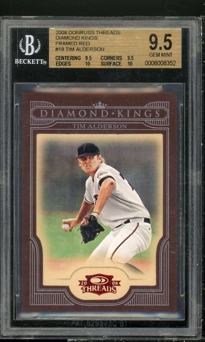 Tim Alderson Rookie 2008 Donruss Threads Diamond Kings Framed Red #18 BGS 9.5 Image 1