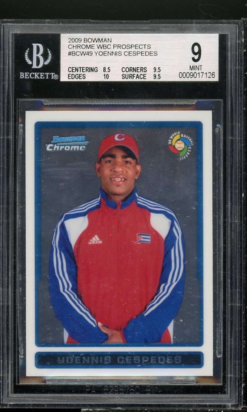 Yoennis Cespedes Rookie Card 2009 Bowman Chrome WBC Prospects #BCW49 BGS 9.5 Image 1