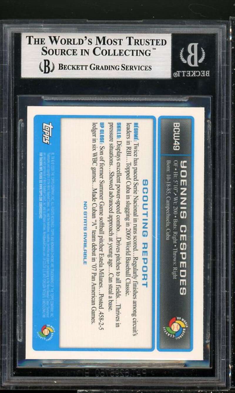 Yoennis Cespedes Rookie Card 2009 Bowman Chrome WBC Prospects #BCW49 BGS 9.5 Image 2