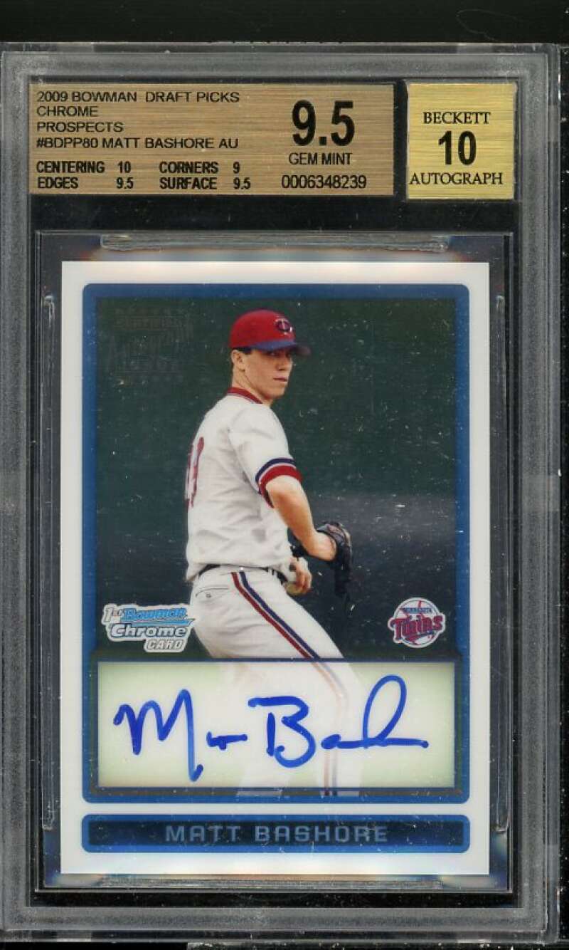 Matt Bashore Rookie 2009 Bowman Draft Picks Chrome Prospects AU #BDPP80 BGS 9.5 Image 1