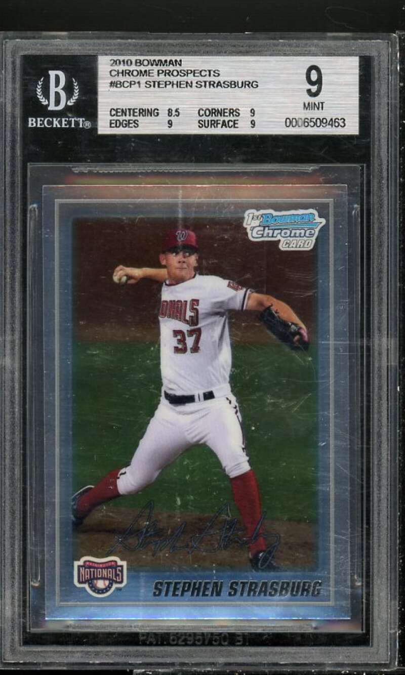 Stephen Strasburg Rookie 2010 Bowman Chrome Prospects #BCP1 BGS 9 (8.5 9 9 9) Image 1