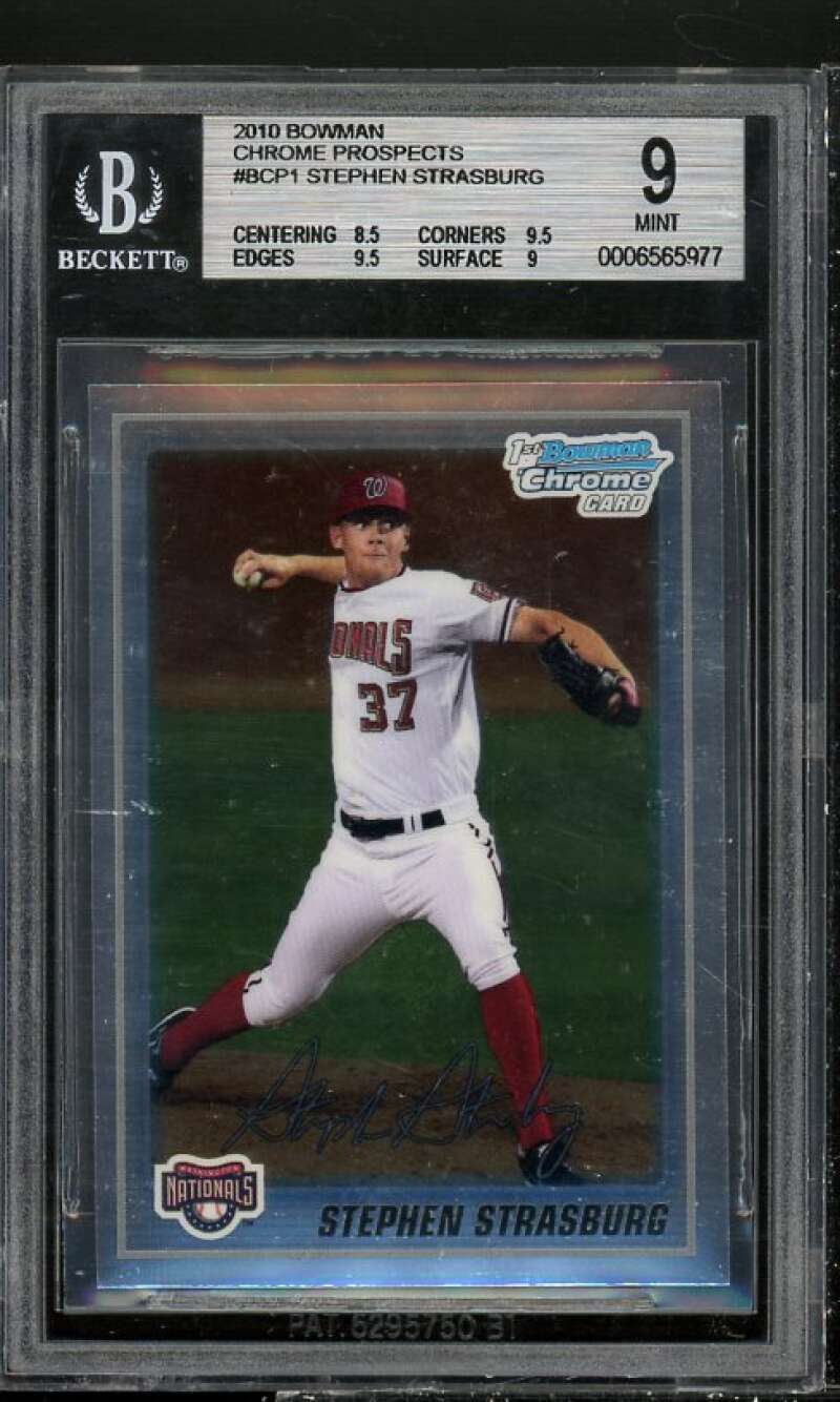 Stephen Strasburg Rookie 2010 Bowman Chrome Prospect #BCP1 BGS 9 (8.5 9.5 9.5 9) Image 1