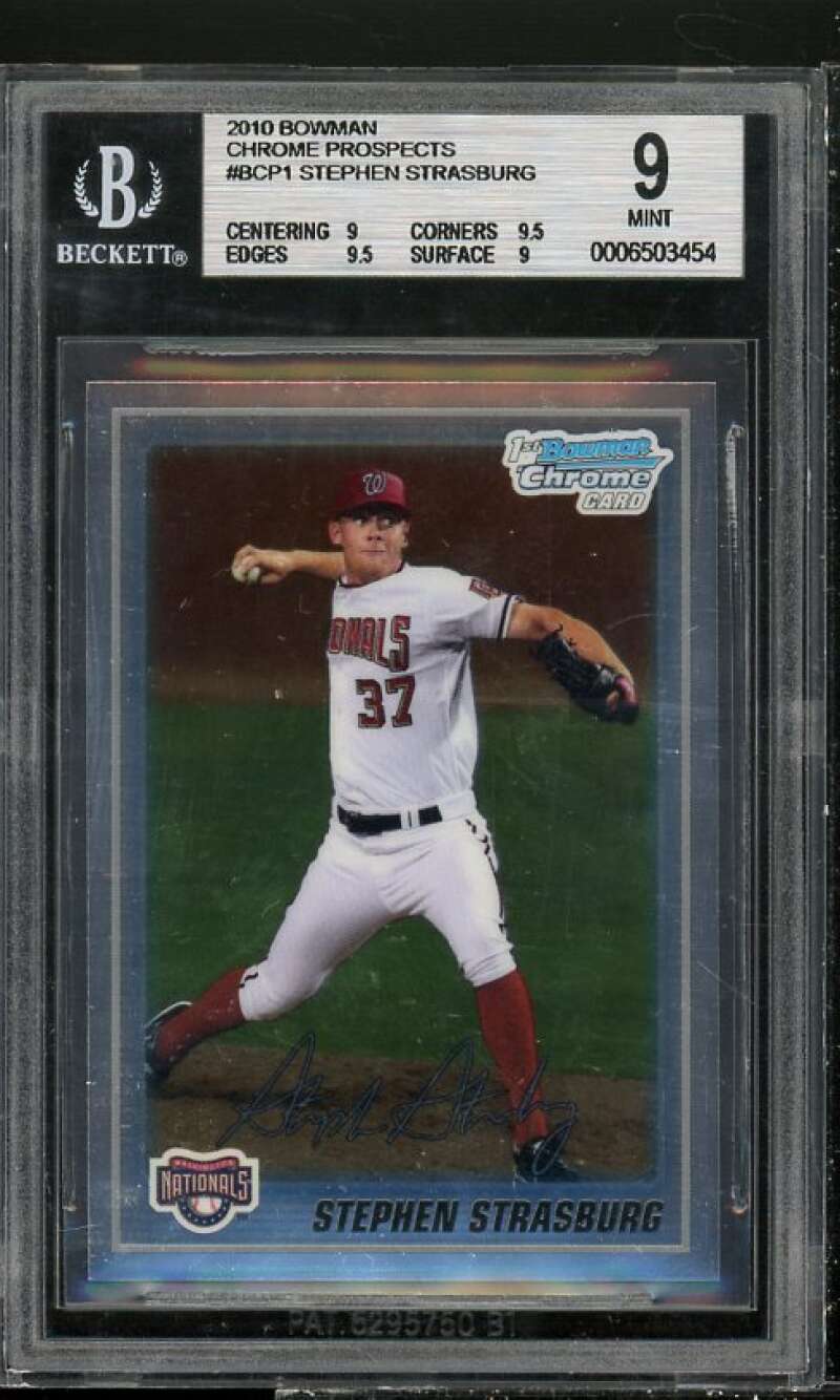 Stephen Strasburg Rookie 2010 Bowman Chrome Prospects #BCP1 BGS 9 (9 9.5 9.5 9) Image 1