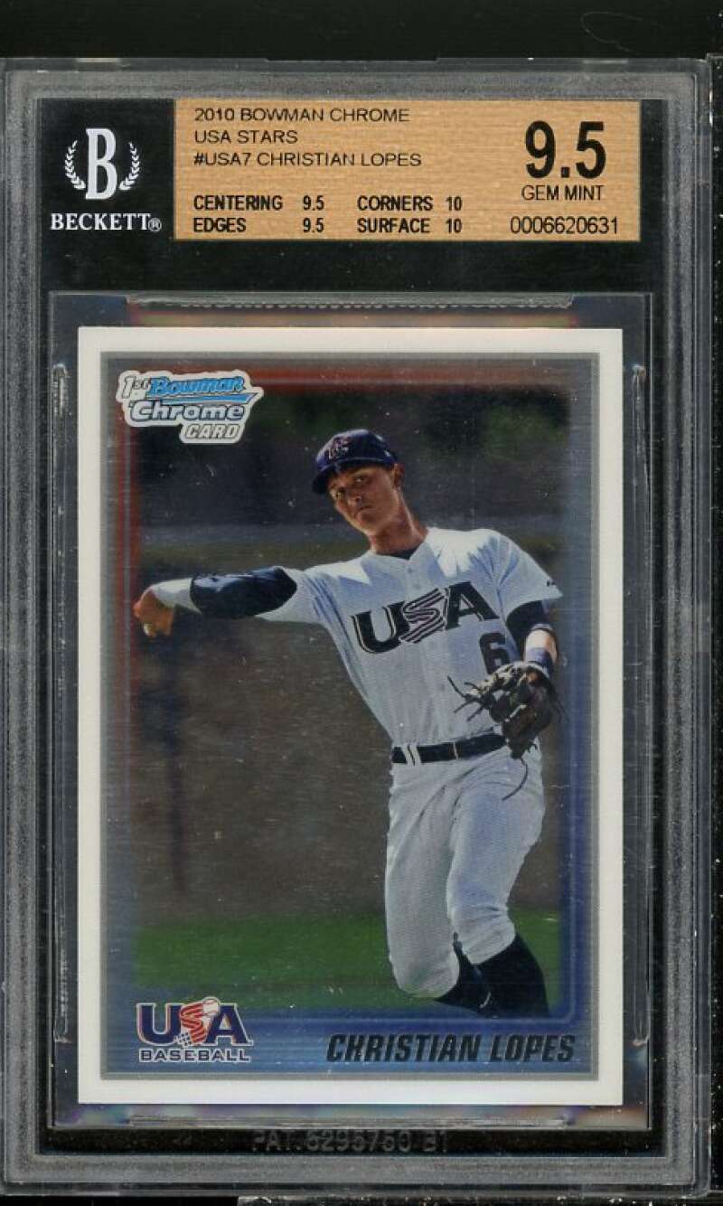 Christian Lopes Rookie 2010 Bowman Chrome USA Stars #7 BGS 9.5 (9.5 10 9.5 10) Image 1