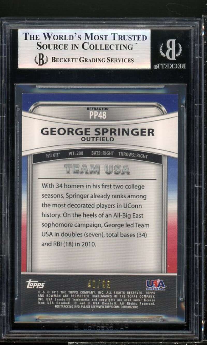 Goerge Springer Rookie Card 2010 Bowman Platinum Prospects Refractors BGS 8.5 Image 2