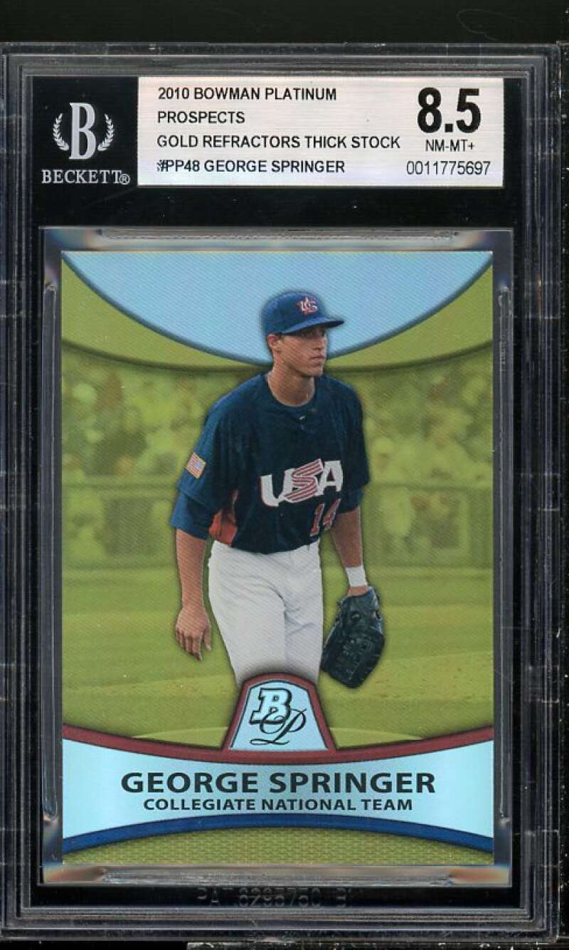 Goerge Springer Rookie Card 2010 Bowman Platinum Pros Gold Refractors BGS 8.5 Image 1