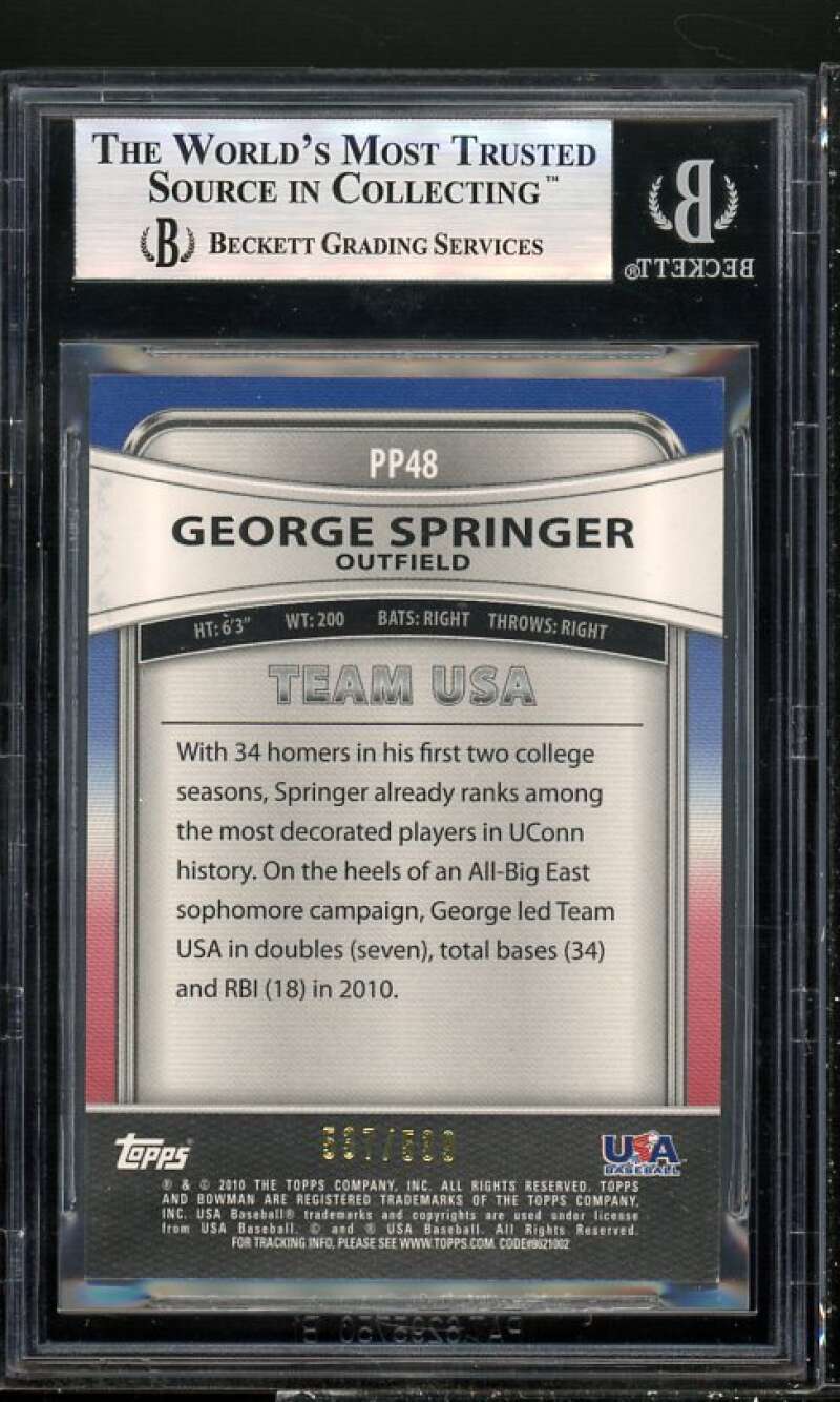 Goerge Springer Rookie Card 2010 Bowman Platinum Pros Gold Refractors BGS 8.5 Image 2