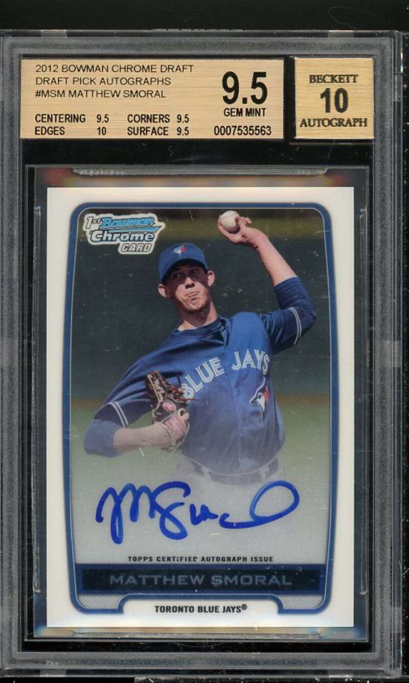 Matthew Smoral Rookie Card 2012 Bowman Chrome Draft Pick Autographs #MSM BGS 9.5 Image 1