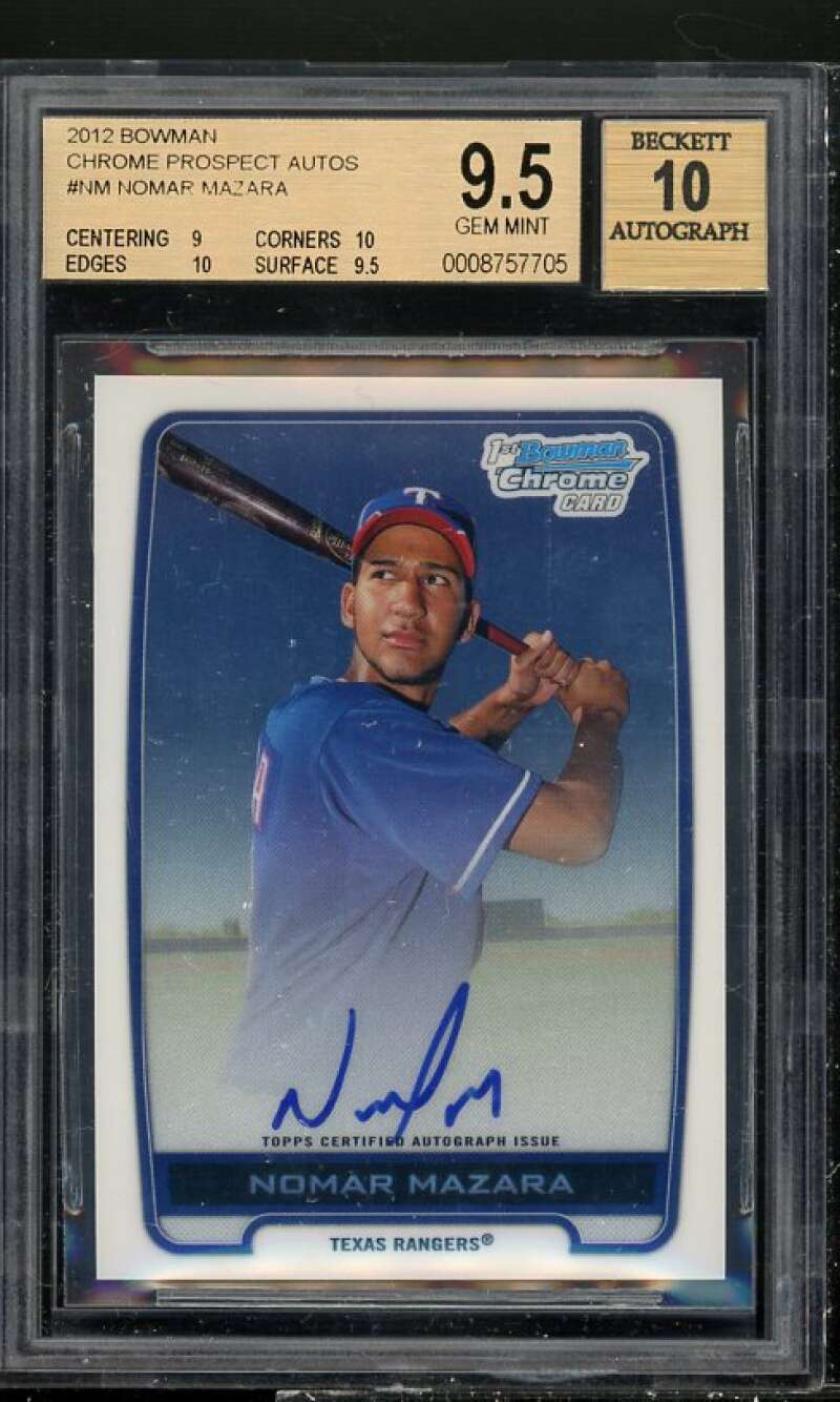 Nomar Mazara Rookie Card 2012 Bowman Chrome Prospects Autographs #NM BGS 9.5 Image 1