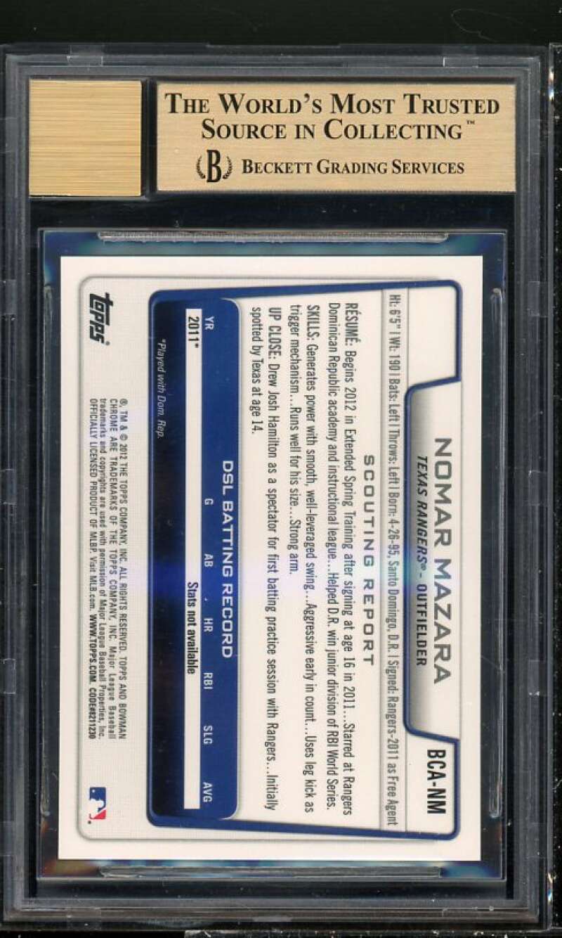 Nomar Mazara Rookie Card 2012 Bowman Chrome Prospects Autographs #NM BGS 9.5 Image 2