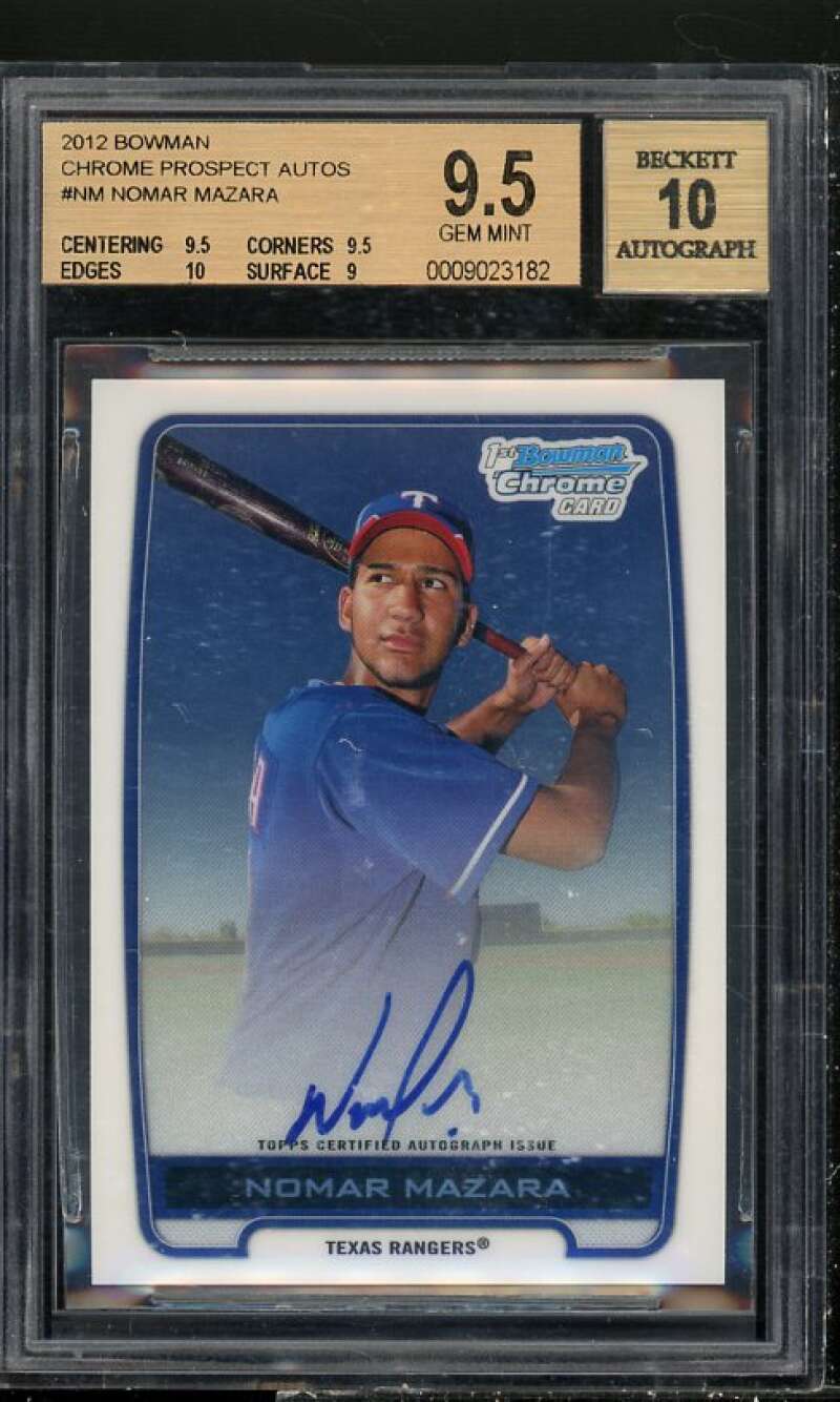 Nomar Mazara Rookie Card 2012 Bowman Chrome Prospects Autographs #NM BGS 9.5 Image 1