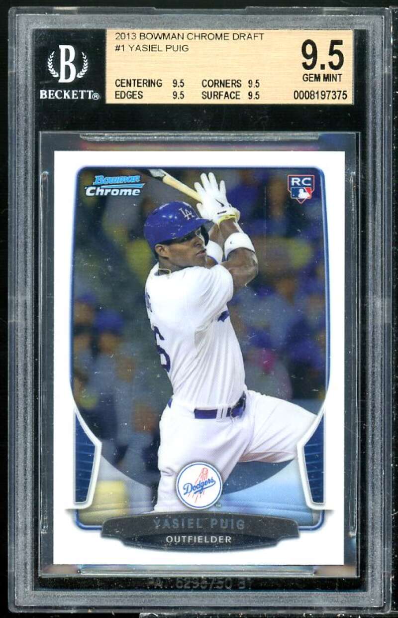 Yasiel Puig Rookie Card 2013 Bowman Chrome Draft #78 BGS 9.5 (9.5 9.5 9.5 9.5) Image 1