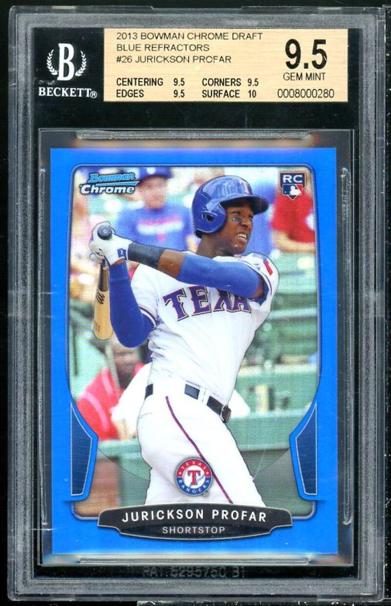 Jurickson Profar Rookie 2013 Bowman Chrome Draft Blue Refractors #26 BGS 9.5 Image 1