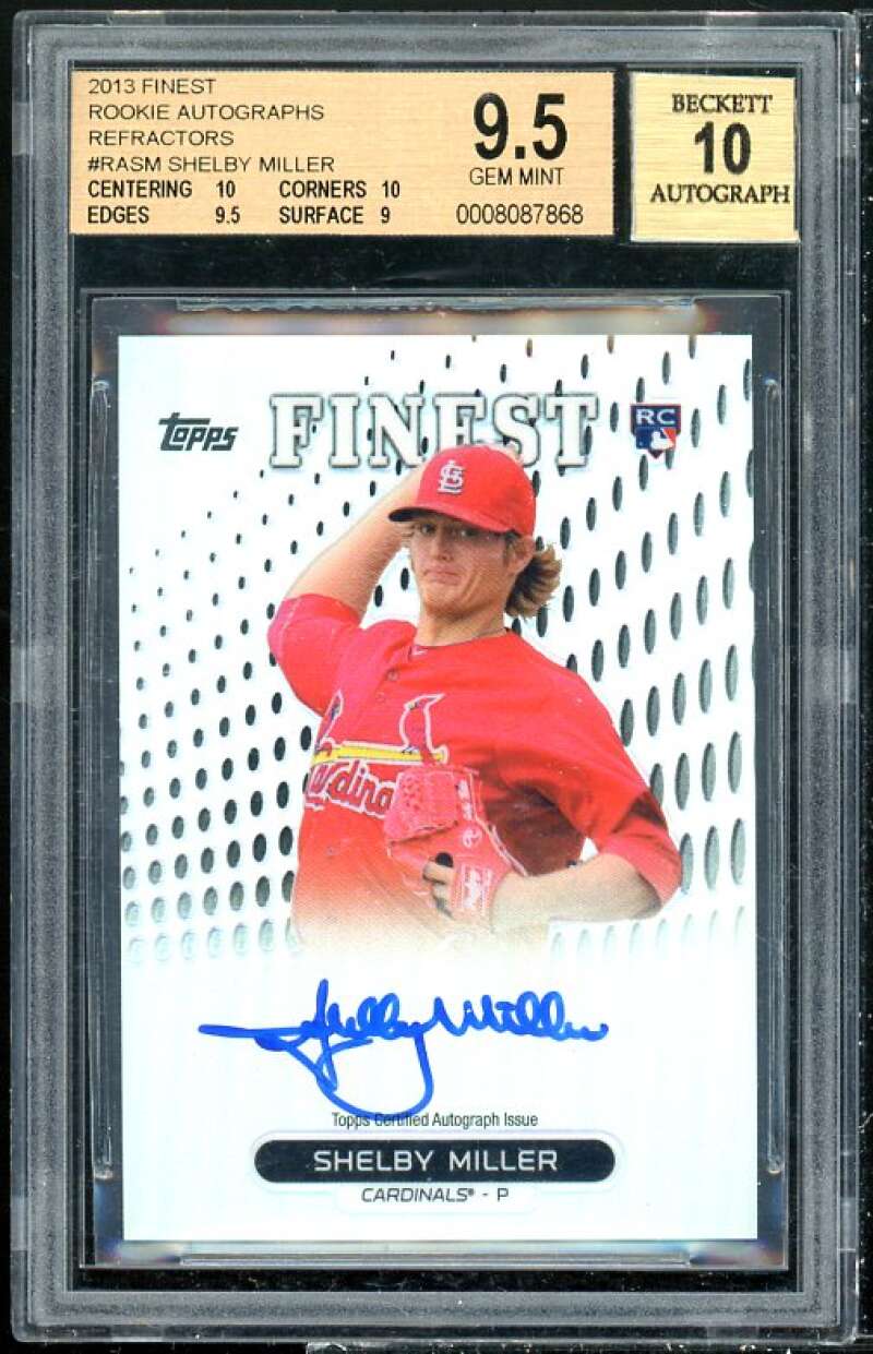 Shelby Miller Rookie 2013 Finest Rookie Autographs Refractors #RA-SM BGS 9.5 Image 1