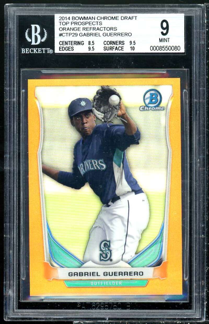 Gabriel Guerrero Rookie 2014 Bowman Chrome Draft Orange Refractors #29 BGS 9.5 Image 1