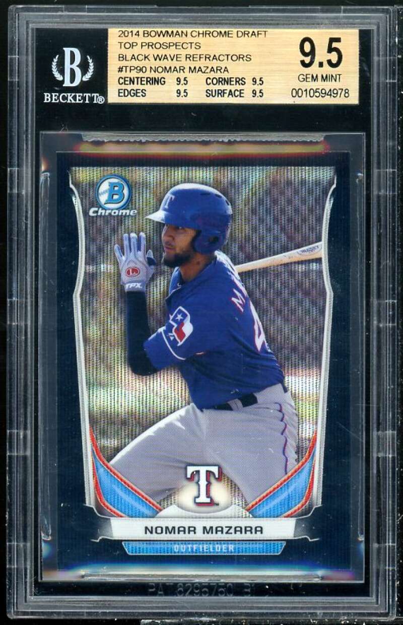 Nomar Mazara Rookie 2014 Bowman Chrome Draft TP Black Wave Refractor #90 BGS 9.5 Image 1