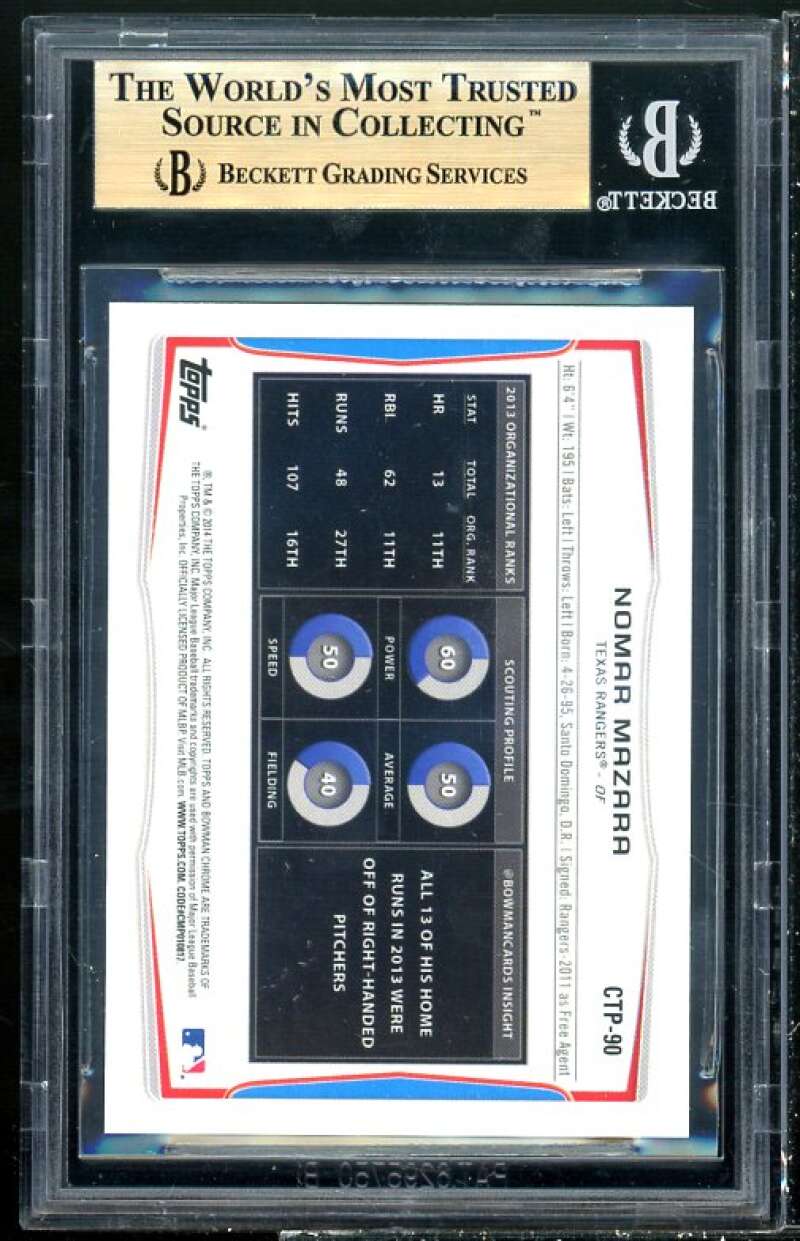 Nomar Mazara Rookie 2014 Bowman Chrome Draft TP Black Wave Refractor #90 BGS 9.5 Image 2