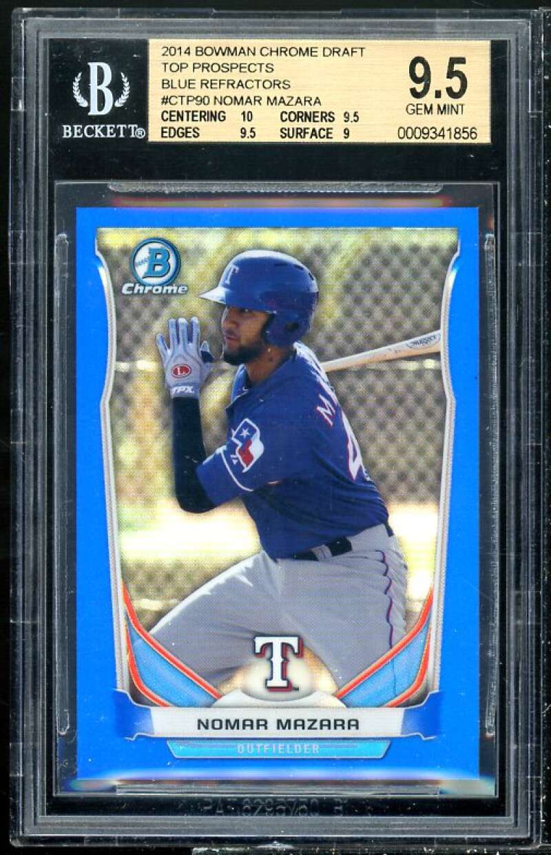 Nomar Mazara Rookie Card 2014 Bowman Chrome Draft TP Blue Refractors #90 BGS 9.5 Image 1