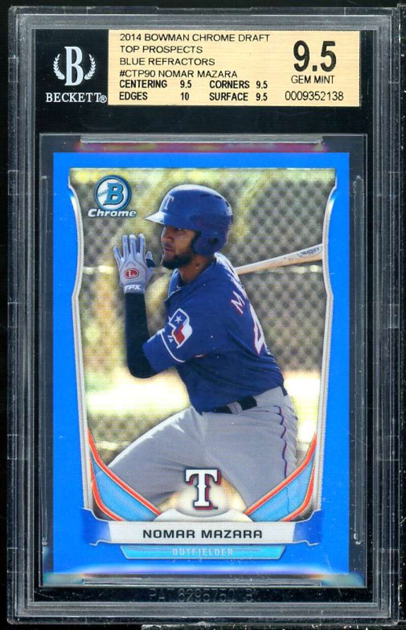 Nomar Mazara Rookie Card 2014 Bowman Chrome Draft TP Blue Refractors #90 BGS 9.5 Image 1