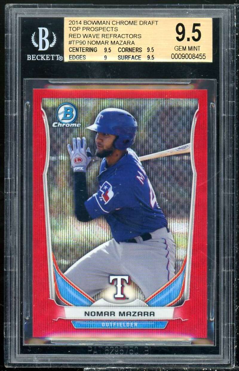 Nomar Mazara Rookie 2014 Bowman Chrome Draft TP Red Wave Refractors #90 BGS 9.5 Image 1