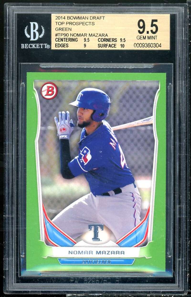 Nomar Mazara Rookie Card 2014 Bowman Draft Top Prospects Green #TP-90 BGS 9.5 Image 1