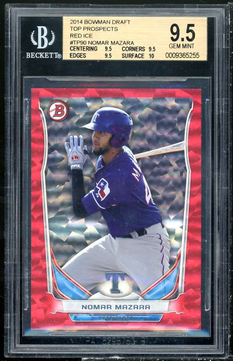 Nomar Mazara Rookie Card 2014 Bowman Draft Top Prospects Red Ice #TP-90 BGS 9.5 Image 1