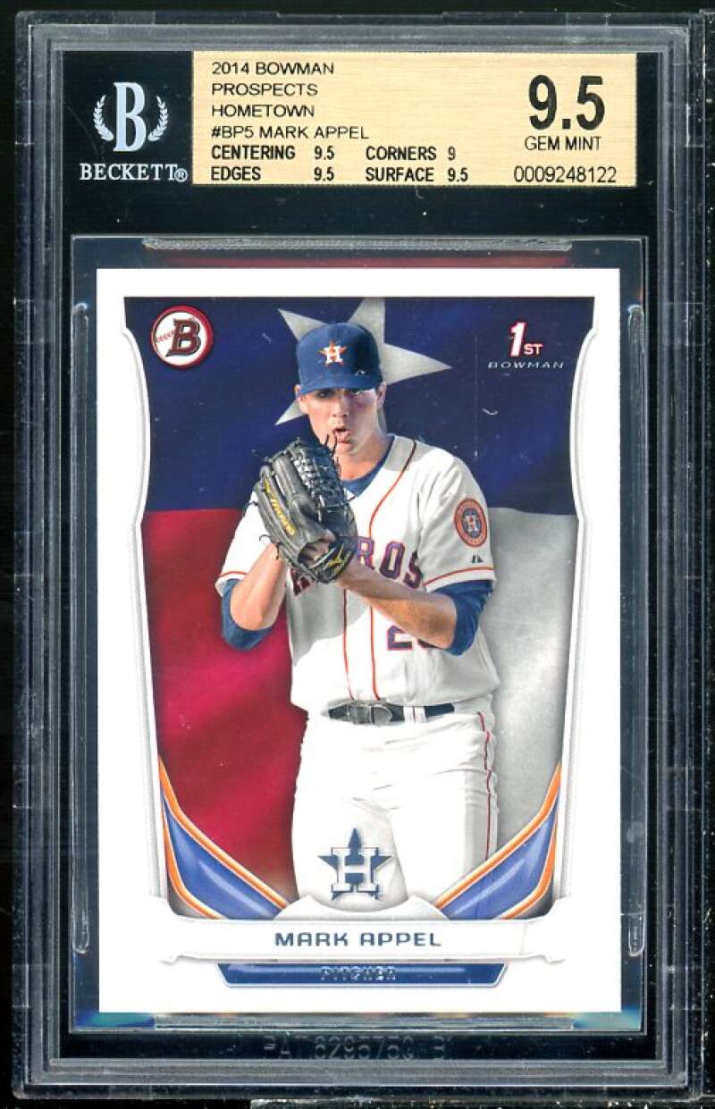 Mark Appel Rookie 2014 Bowman Prospects Hometown #BP5 BGS 9.5 (9.5 9 9.5 9.5) Image 1