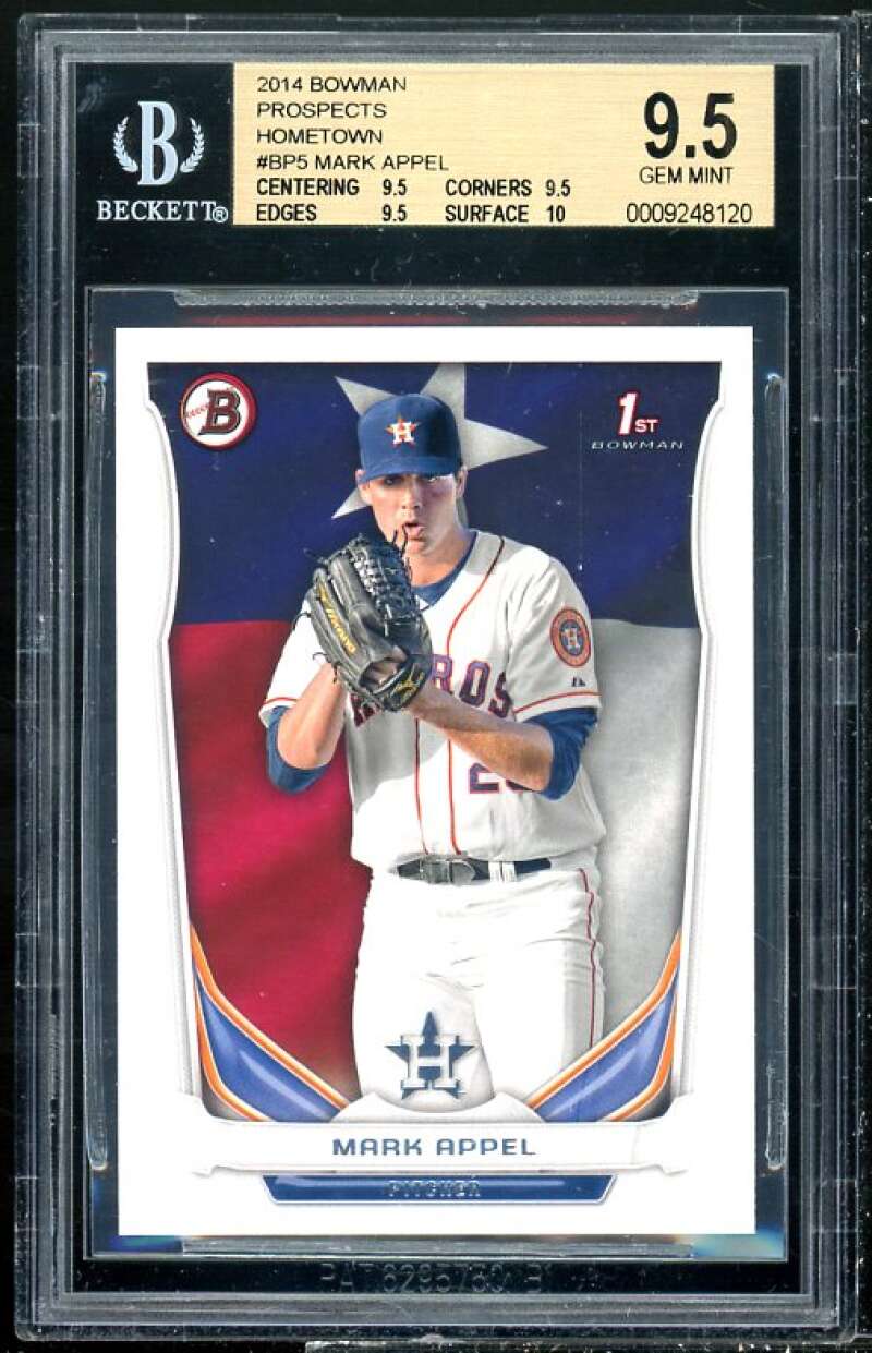 Mark Appel Rookie 2014 Bowman Prospects Hometown #BP5 BGS 9.5 (9.5 9.5 9.5 10) Image 1