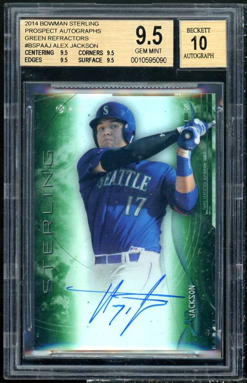 Alex Jackson Rookie 2014 Bowman Sterling Prospects Auto Green Refractor BGS 9.5 Image 1