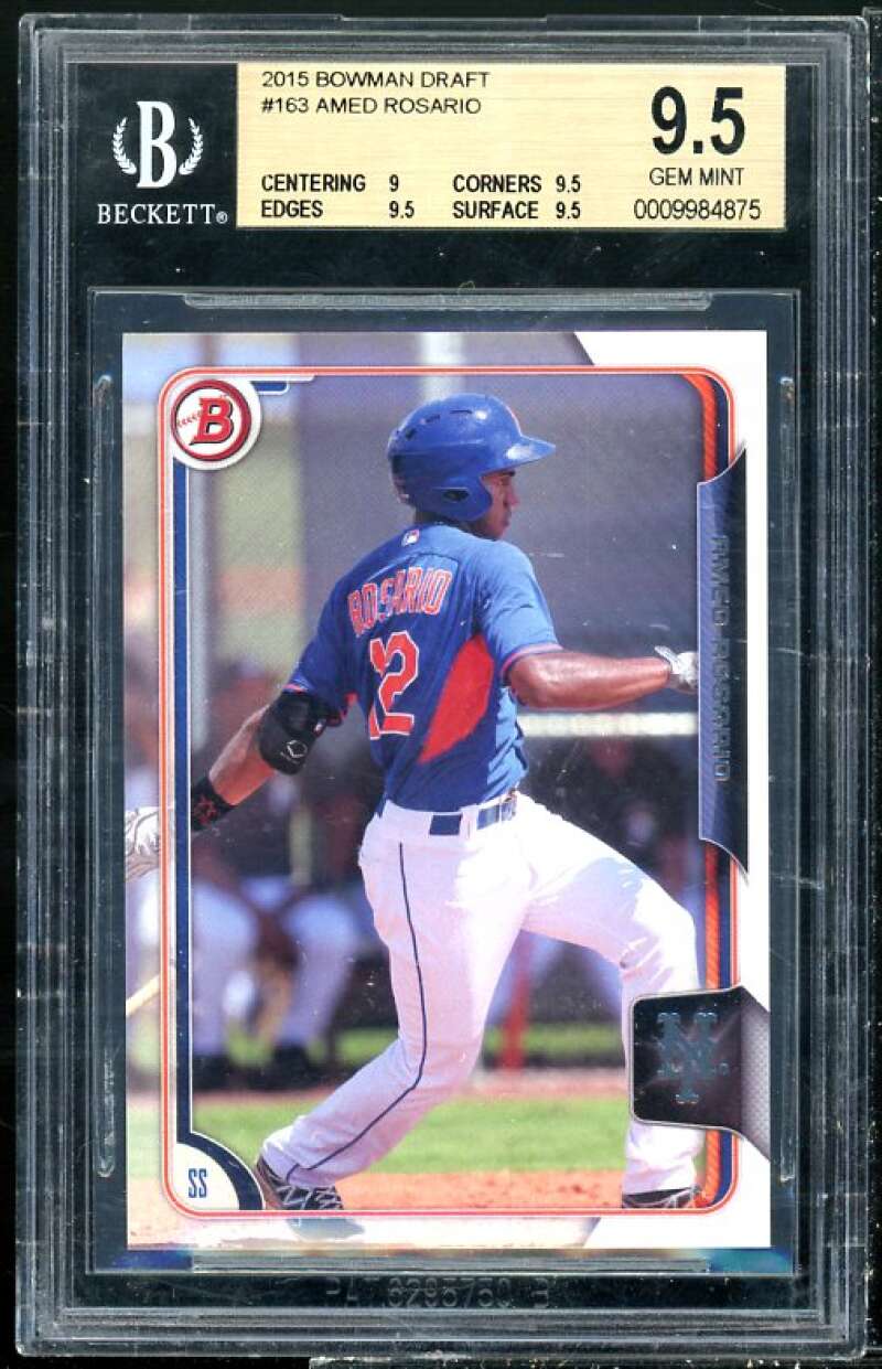 Amed Rosario Rookie Card 2015 Bowman Draft #163 BGS 9.5 (9 9.5 9.5 9.5) Image 1