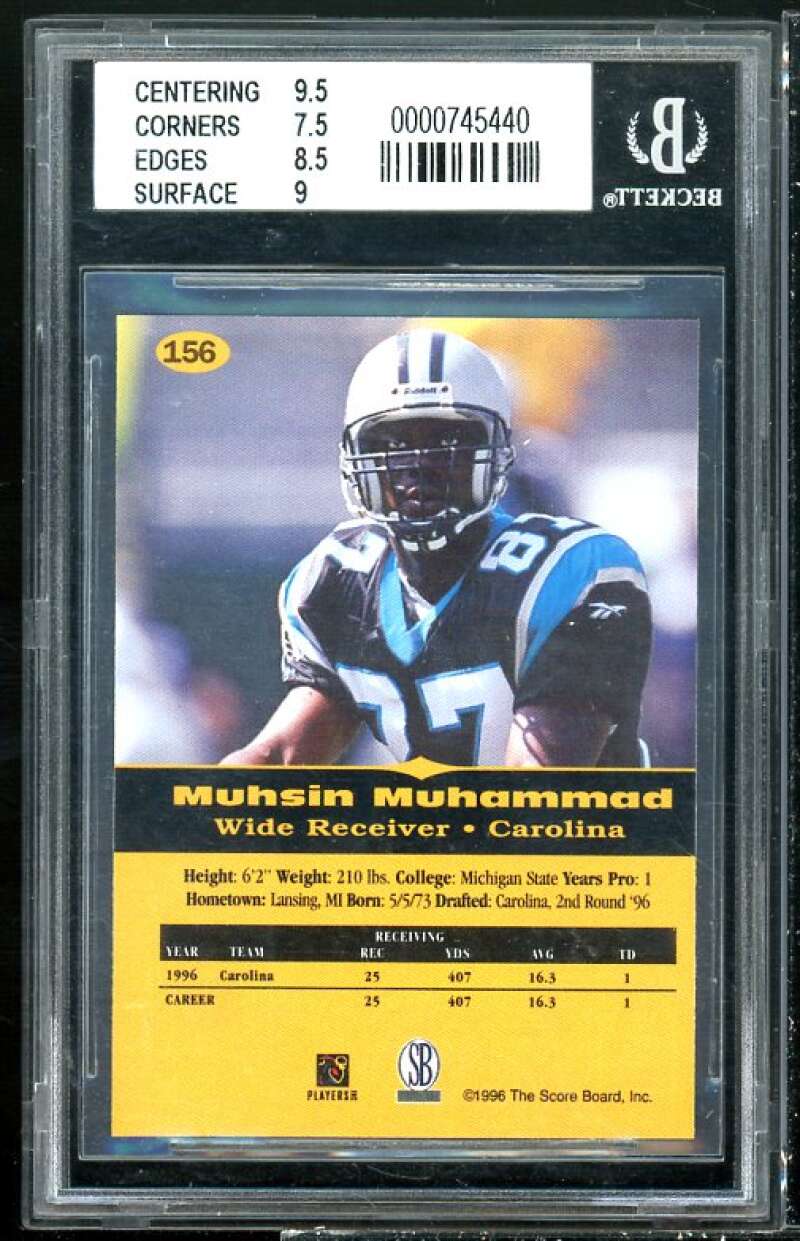 Muhsin Muhammad Rookie 1996-97 All Sport PPF Gold #156 BGS 8 (9.5 7.5 8.5 9) Image 2