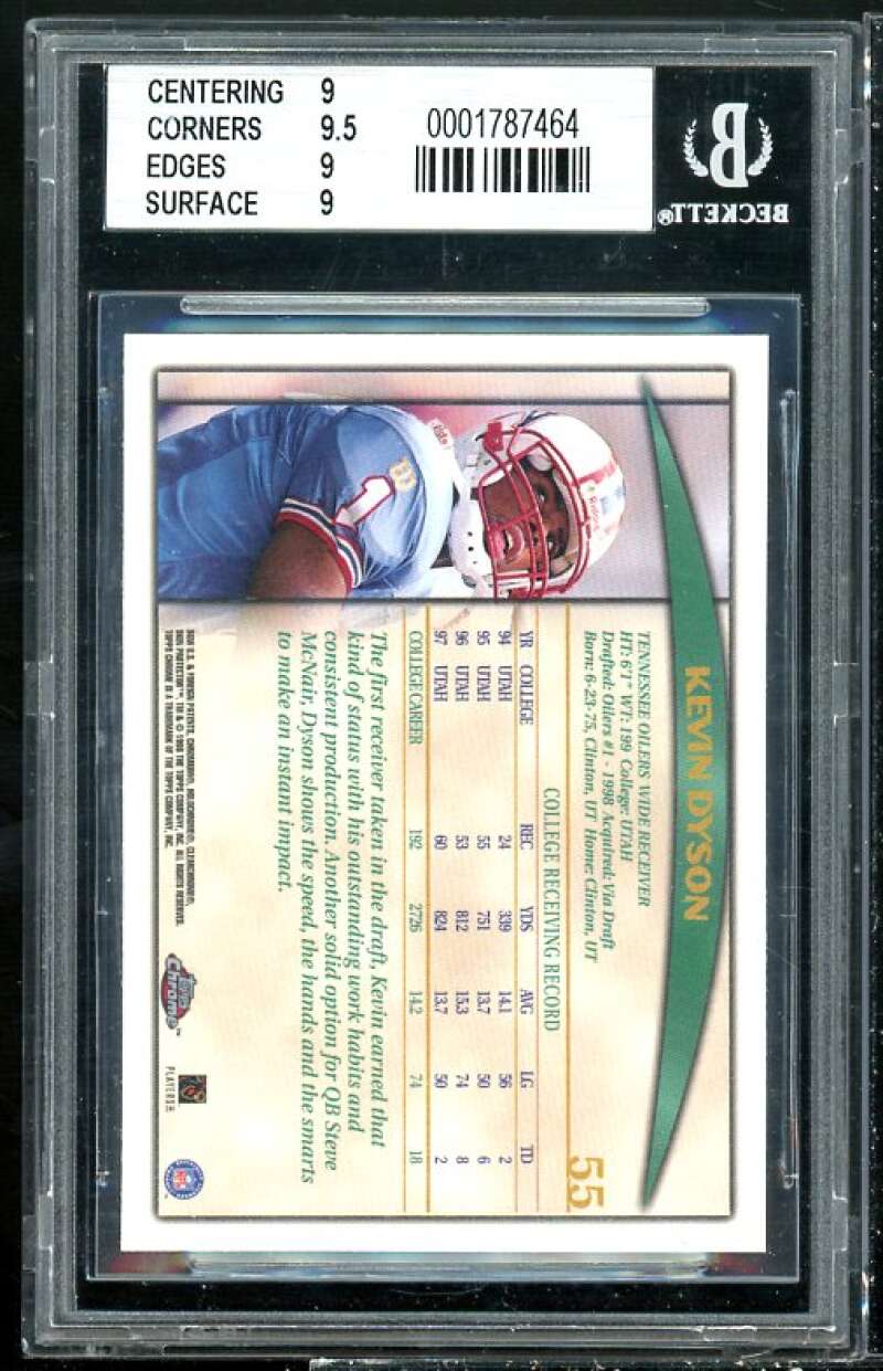 Kevin Dyson Rookie Card 1998 Topps Chrome #55 BGS 9 (9 9.5 9 9) Image 2